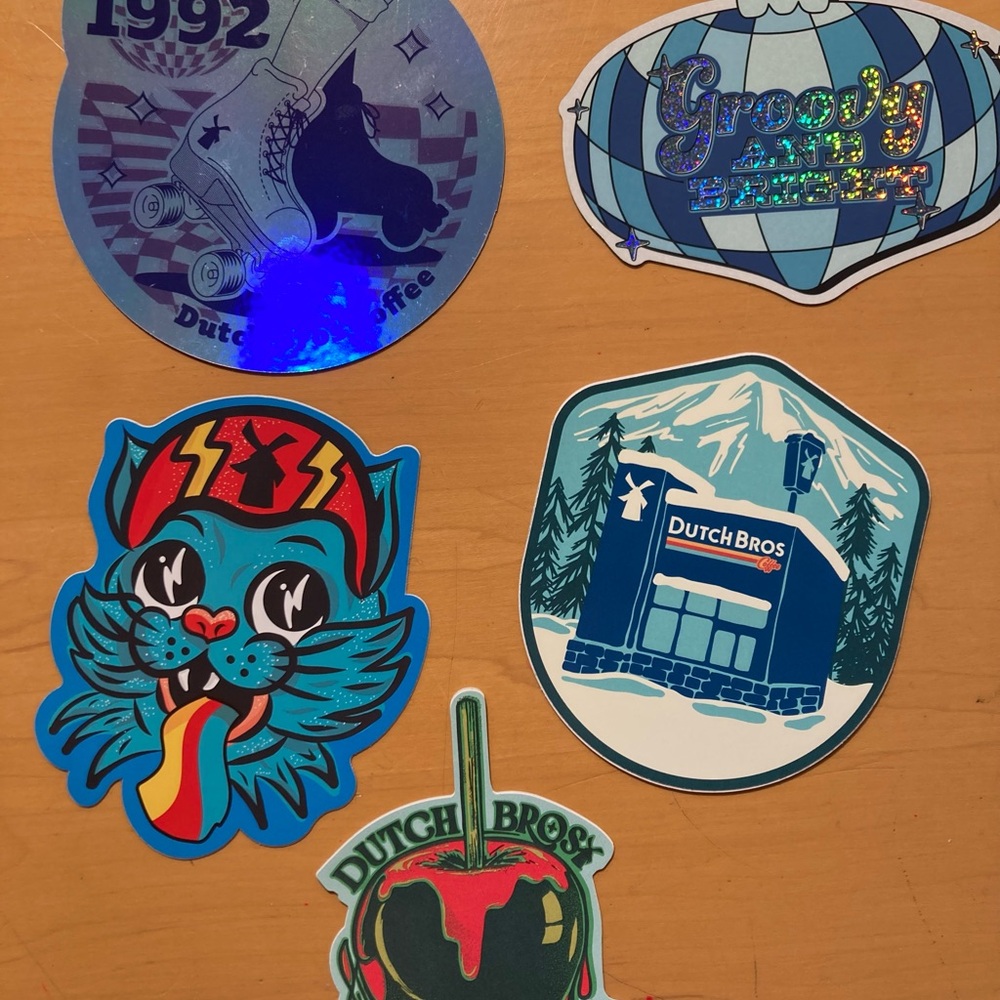 Lot of 5 Rare Hard to find Arizona Dutch Bros Christmas, Halloween stickers